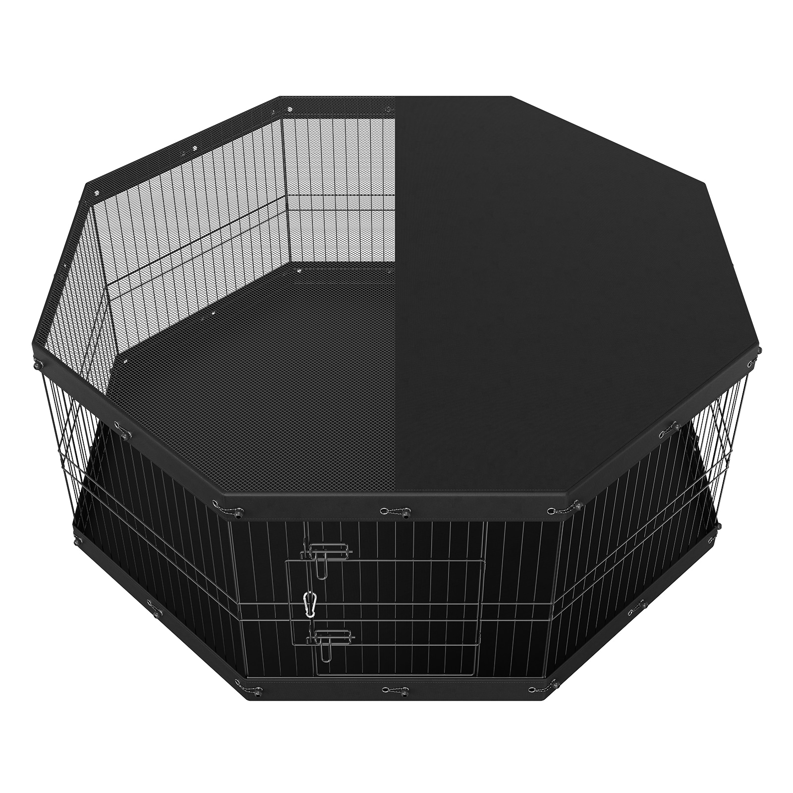 Dog Playpen, 8 Panels Foldable Metal Dog Exercise Pen With Top Cover And Bottom Pad, 24" H Pet Fence Puppy Crate Kennel, Indoor Outdoor Dog Pen For Small Medium Pets, For Camping, Yard_maomaolike.com